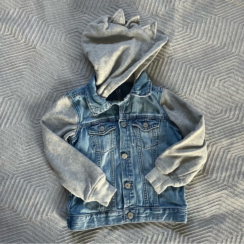GAP Denim Jacket with Dino Hood. Size 5T.